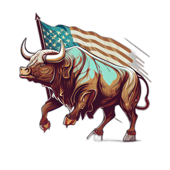 American patriot Bull cow, buffalo, artwork, illustration, vector, graphic. America patriotism art tshirt design, t-shirt, AI Generative png