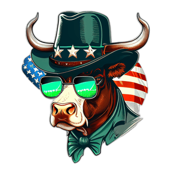 American patriot Bull cow, buffalo, artwork, illustration, vector, graphic. America patriotism art tshirt design, t-shirt, AI Generative png