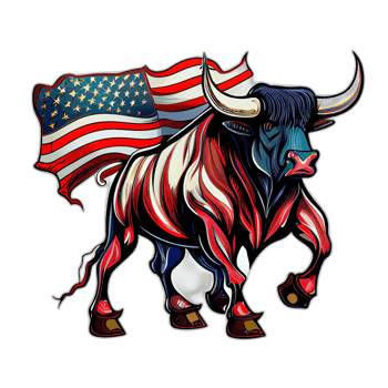 American patriot Bull cow, buffalo, artwork, illustration, vector, graphic. America patriotism art tshirt design, t-shirt, AI Generative png