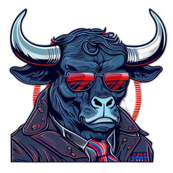 American patriot Bull cow, buffalo, artwork, illustration, vector, graphic. America patriotism art tshirt design, t-shirt, AI Generative png