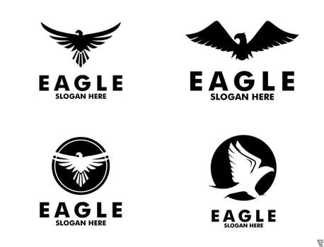 set of eagle logo vector, wing logo design template vector