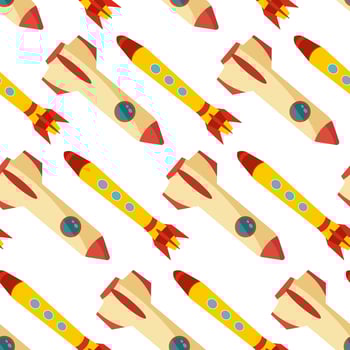 Seamless pattern with space rocket. Vector illustration