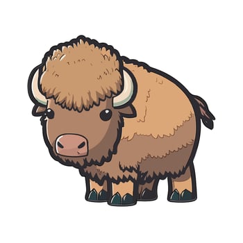 cute bison cartoon style vector