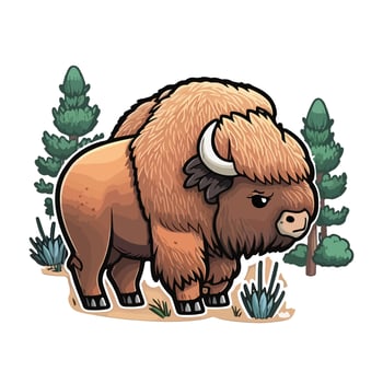 cute bison cartoon style vector