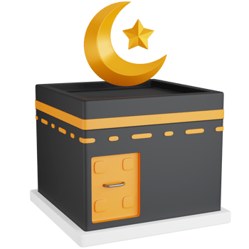 3D Icon Illustration Moon Stars above the Kaaba png