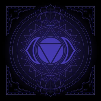 Ajna  chakra symbol center of gravity and wisdom yoga meditation vector