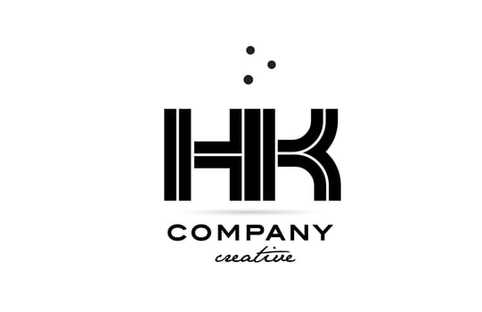 HK black and white combination alphabet bold letter logo with dots. Joined creative template design for company and business vector