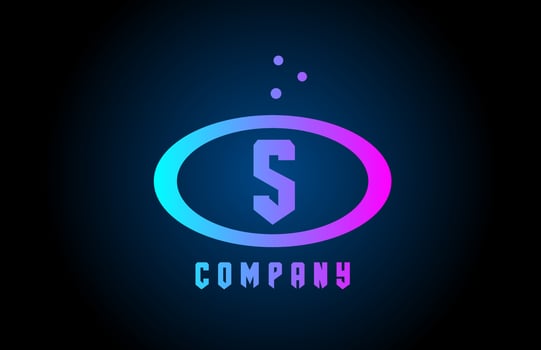 blue and pink S ellipse alphabet bold letter logo with dots. Corporate creative template design for company and business vector