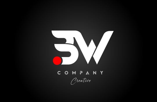 red white alphabet letter BW B W combination for company logo. Suitable as logotype vector