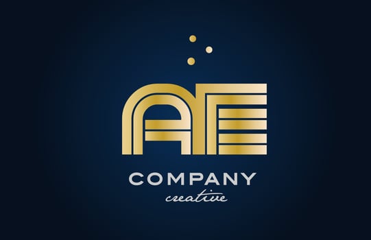 gold golden AE combination alphabet bold letter logo with dots. Joined creative template design for company and business vector