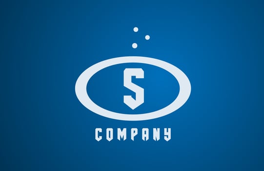 white blue S ellipse alphabet bold letter logo with dots. Corporate creative template design for business and company vector