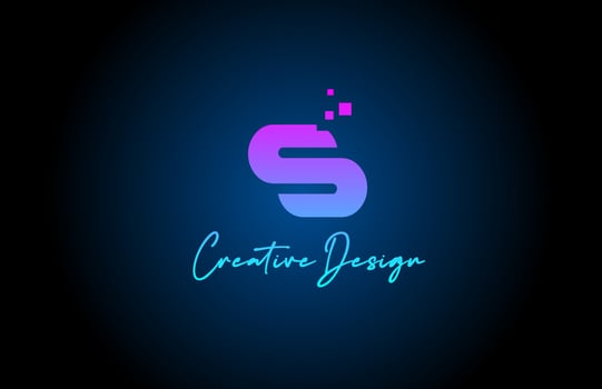 pink blue S alphabet letter logo icon design with dots. Creative template for company and business vector