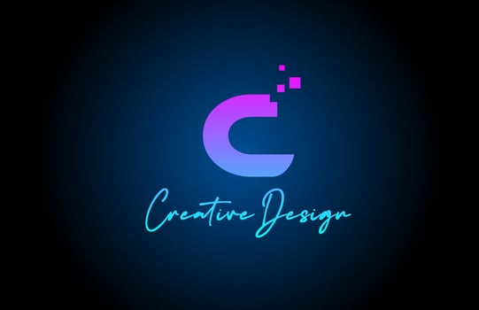 pink blue C alphabet letter logo icon design with dots. Creative template for company and business vector