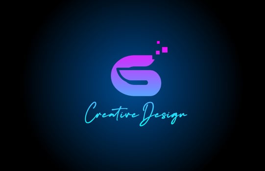 pink blue G alphabet letter logo icon design with dots. Creative template for company and business vector