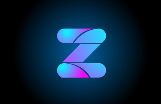 blue pink Z alphabet letter logo icon design with gradient color. Creative template for company and business vector