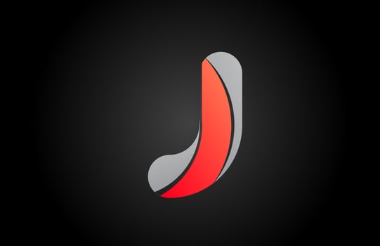 orange grey J alphabet letter logo icon design with gradient color. Creative template for business and company vector