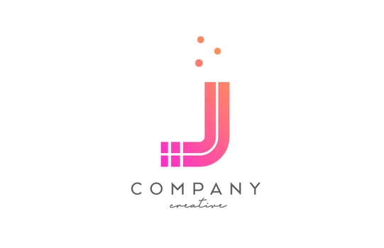 J pink alphabet letter logo with lines and dots. Corporate creative template design for business and company vector