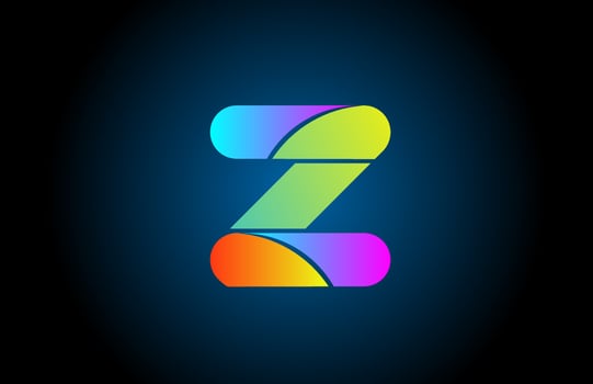 Colorful Z alphabet letter logo icon design with blue yellow color. Colored creative template for company and business vector