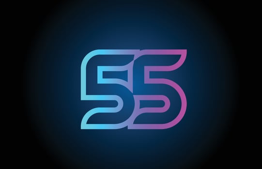pink line 55 number logo icon design. Creative template for business and company vector