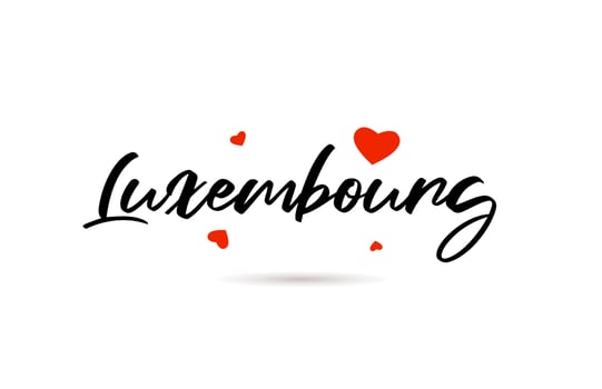 Luxembourg handwritten city typography text with love heart vector