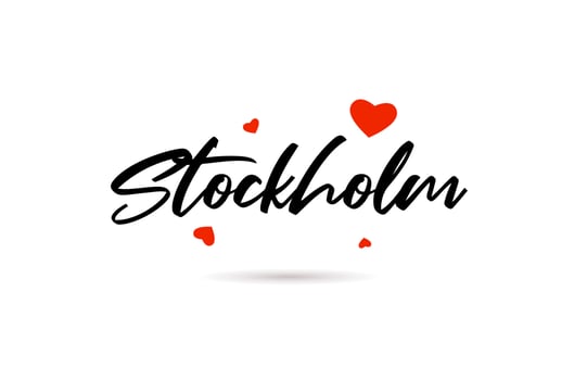 Stockholm handwritten city typography text with love heart vector