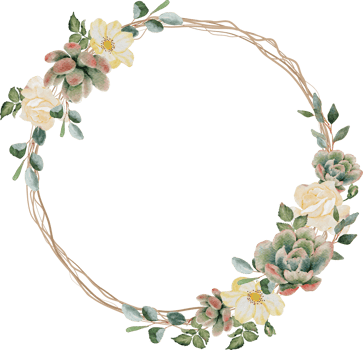 watercolor dry twig succulent plant and flower bouquet wreath frame png