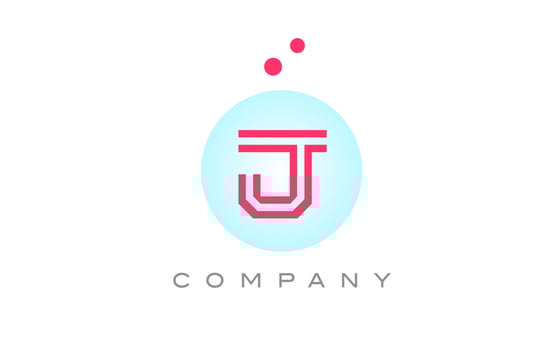 blue pink J alphabet letter logo icon design with dots. Creative template for business and company vector