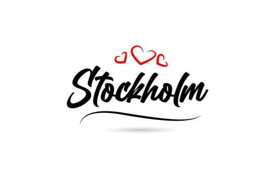 Stockholm european city typography text word with love. Hand lettering style. Modern calligraphy text vector