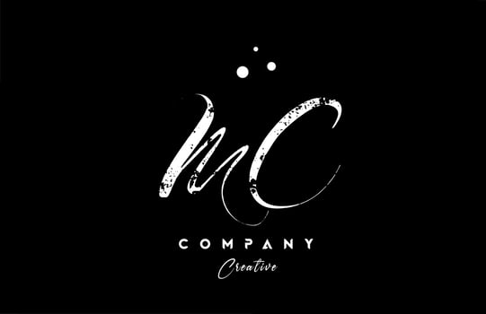 vintage MC alphabet letter logo icon combination design with dots. Creative hand written template for company vector