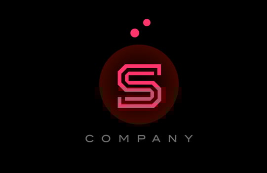 black pink S alphabet letter logo icon with dots and circle. Template design for company and business vector