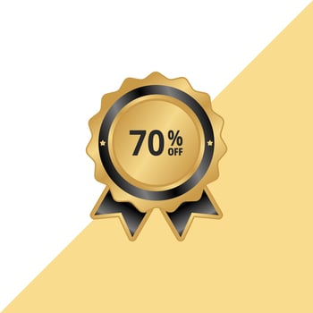 Up to 70 percentage off Sale. Discount offer price sign. Special offer symbol. Discount tag badge Vector Illustration. Perfect design for shop and sale banners