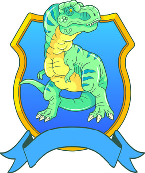 prehistoric dinosaur tyrannosaurus, emblem design vector