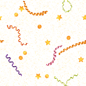 Seamless pattern of colorful ribbons, confetti and golden foil png