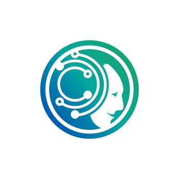Digital abstract icon human head tech logo vector