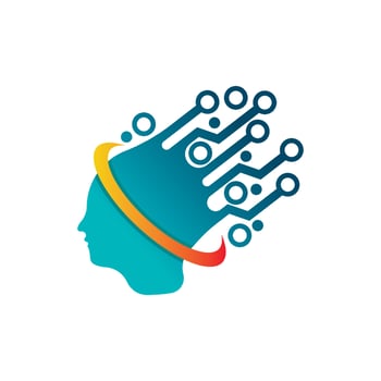 Digital abstract icon human head tech logo vector