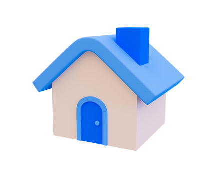 3d minimal blue house. real estate concept. 3d rendering illustration. png