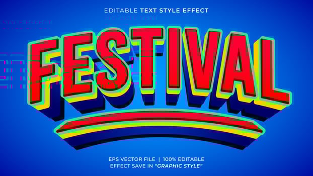 Festival 3D editable text effect template vector