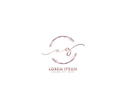 Initial letter XG Feminine logo beauty monogram and elegant logo design, handwriting logo of initial signature, wedding, fashion, floral and botanical with creative template vector