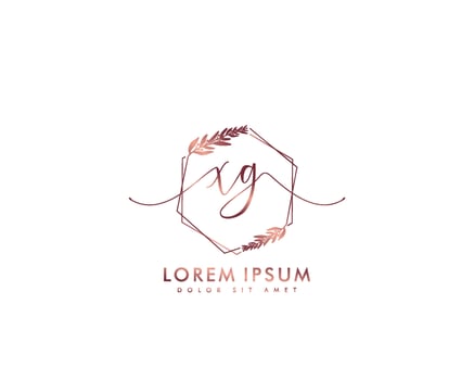 Initial letter XG Feminine logo beauty monogram and elegant logo design, handwriting logo of initial signature, wedding, fashion, floral and botanical with creative template vector