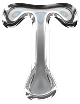 Metallic Pressed Molten Typography Letter T png