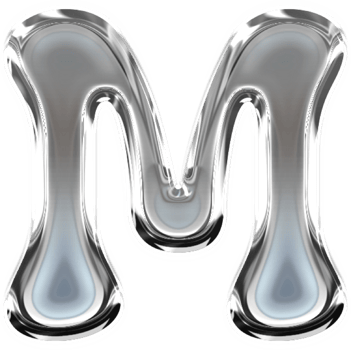 Metallic Pressed Molten Typography Letter M png