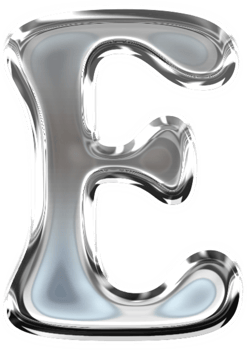 Metallic Pressed Molten Typography Letter E png
