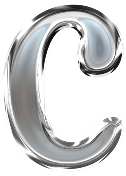 Metallic Pressed Molten Typography Letter C png