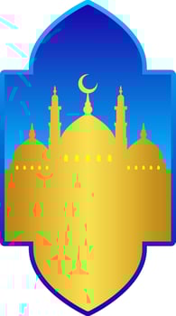 Islamic design of mosque with golden color for ramadan greeting card. Background element for design graphic ramadan celebration in muslim culture and islam religion. Islamic mosque for layout design vector