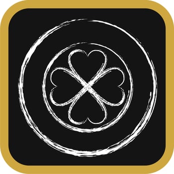 Icon gold coin with clover. St. Patrick's Day celebration elements. Icons in chalk style. Good for prints, posters, logo, party decoration, greeting card, etc. vector