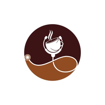 Healthy coffee vector logo design. Doctors stethoscope with coffee cup logo design.