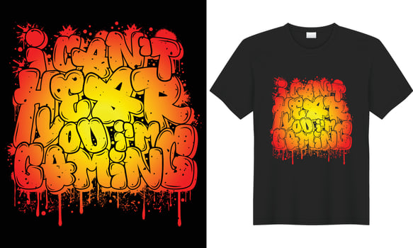 Gaming typography lettering vector graphic graffiti t-shirt design. Perfect gift for gamer. I can't hear you i'm gaming. Trendy video game quote. Illustration print design template for apparel, mug.