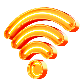 Wifi neon led 3d yellow, orange png