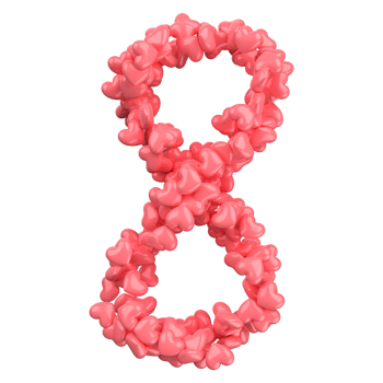 Number 8 women's day march 3d hearts png