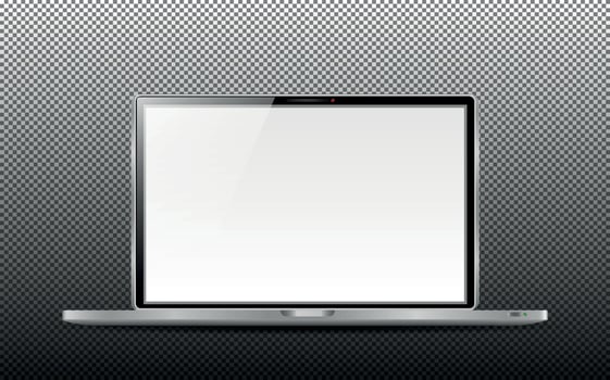 Laptop realistic computer in mockup style. Laptop isolated on a transparent background. Vector illustration